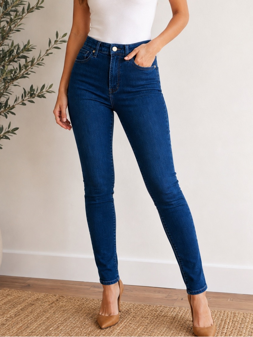 Good American Good Legs Skinny Jeans Dark Wash High Rise Organic Cotton 12/31